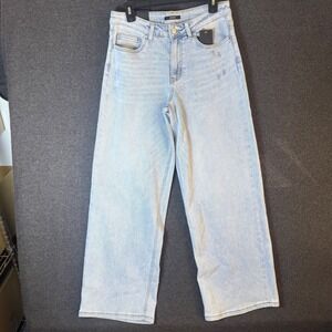 Women size 30 Light Wash Wide Leg High Rise Jeans stretchy preppy denim NWT